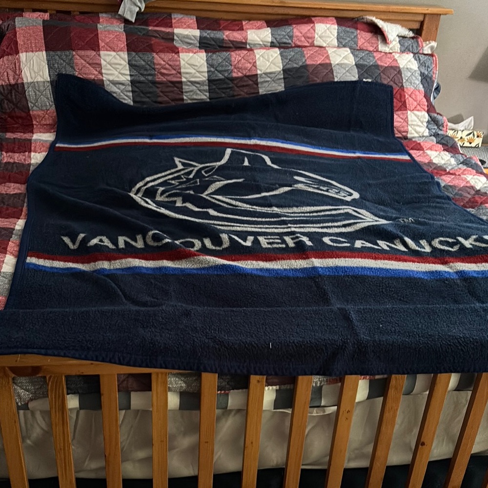 NHL Blue and White Bedding Blanket